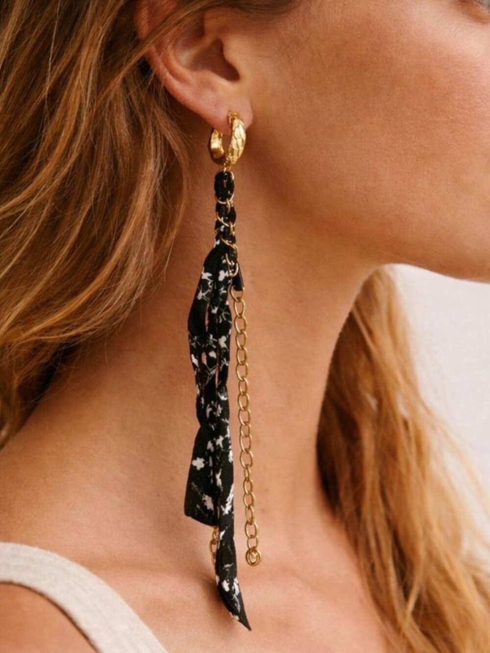 NWT Free People Mixed Media Scarf Earrings in Gold